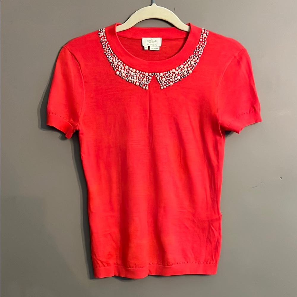 Kate Spade Pink Beaded Collar Women's Top